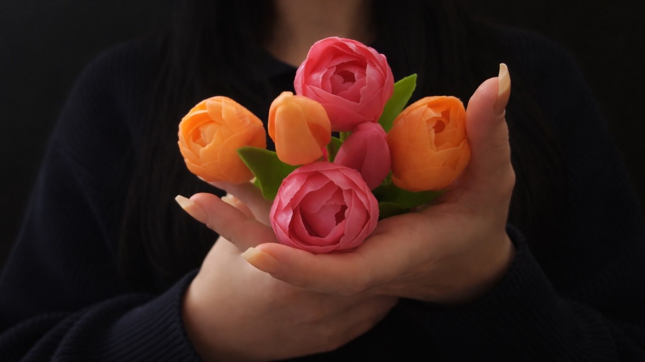 123 🌷 Ceramic Vase & Plastic Tulips Sounds | No Talking ASMR