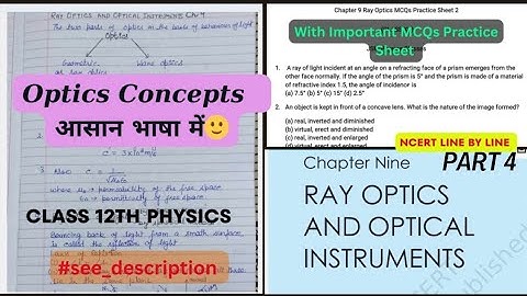 NCERT Ray Optics | Part 4 | MCQs | Class 12th | For Board Exams|