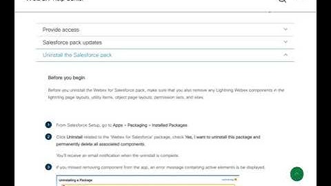 Webex App for Salesforce: Manage - Uninstall the Salesforce pack