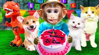 Baby Monkey Bi Bon celebrates birthday with little friends Cheese, Puppy, Mimi| KUDO ANIMAL KIKI