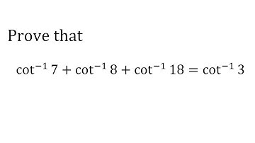 Prove that cot^-1(7)+cot^-1(8)+cot^-1(18)=cot^-1(3)