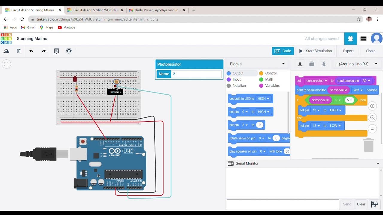 Photoresistor in Tinkercad - YouTube