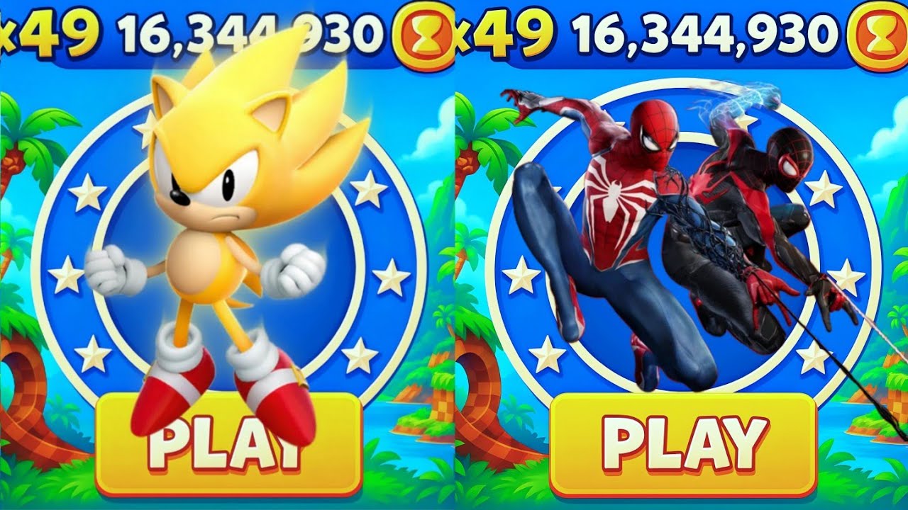 Sonic Dash - Classic Super Sonic VS Spiderman_ Movie Sonic vs All ...