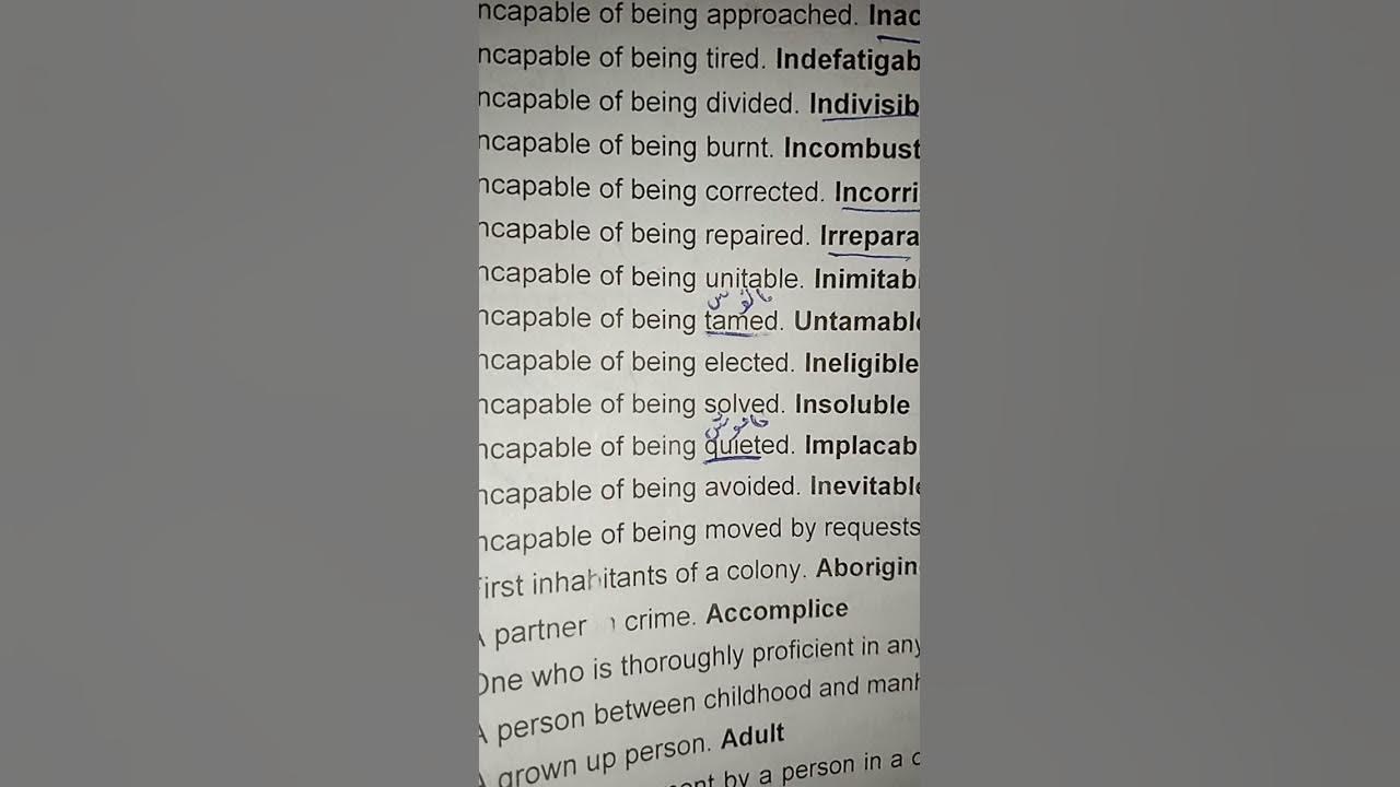 one word substitute for css and pms preci paper part 7 YouTube