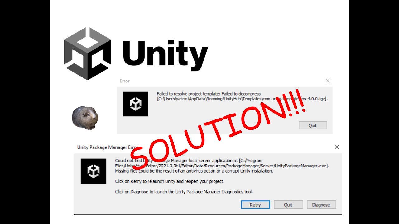 Fix Unity Errors - SOLUTION || Failed project template / Can't find Unity Package Manager (Windows) - YouTube Fix Unity Errors - Solution || Failed Project Template / Can'T Find Unity Package Manager (Windows) - Youtube