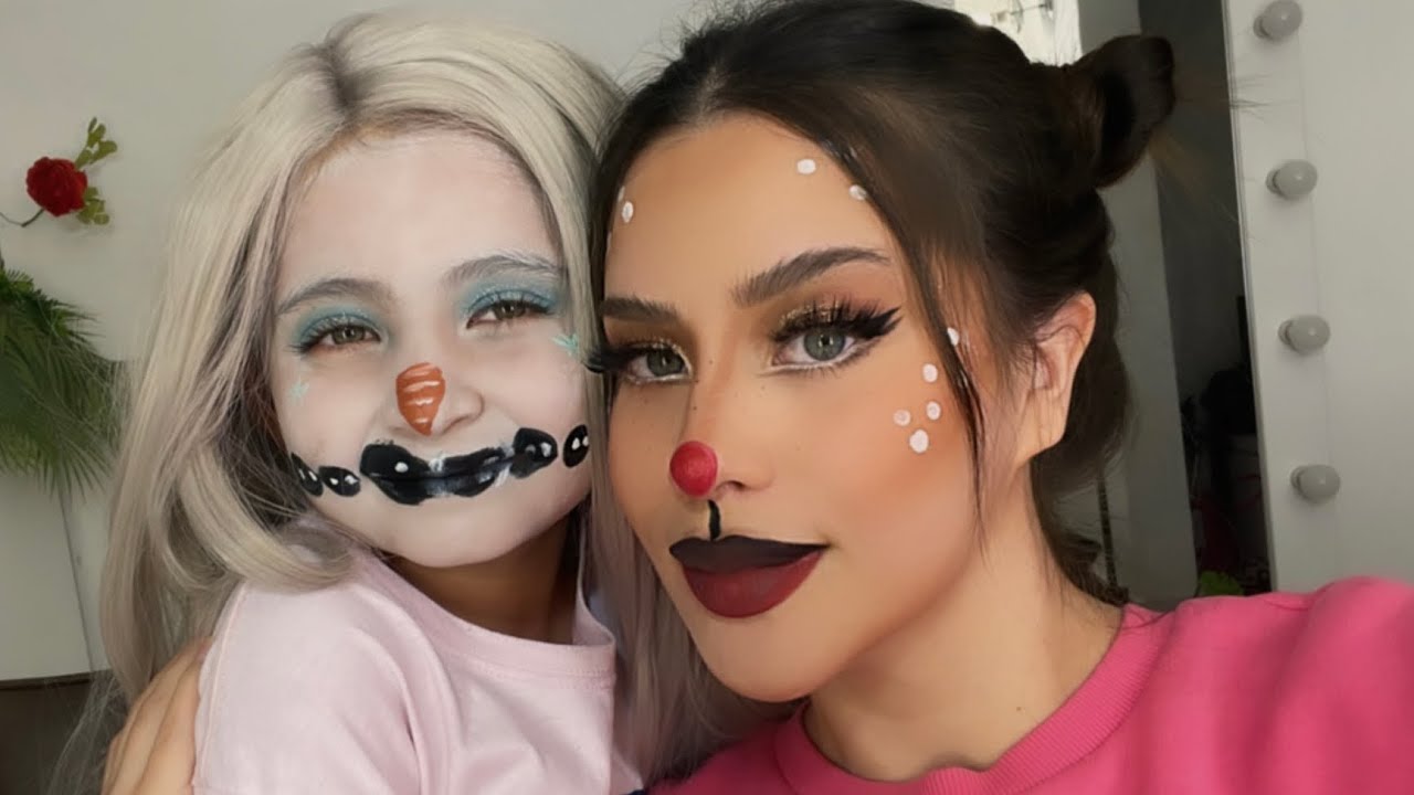 Maquillaje navideño reno y mono de nieve - YouTube