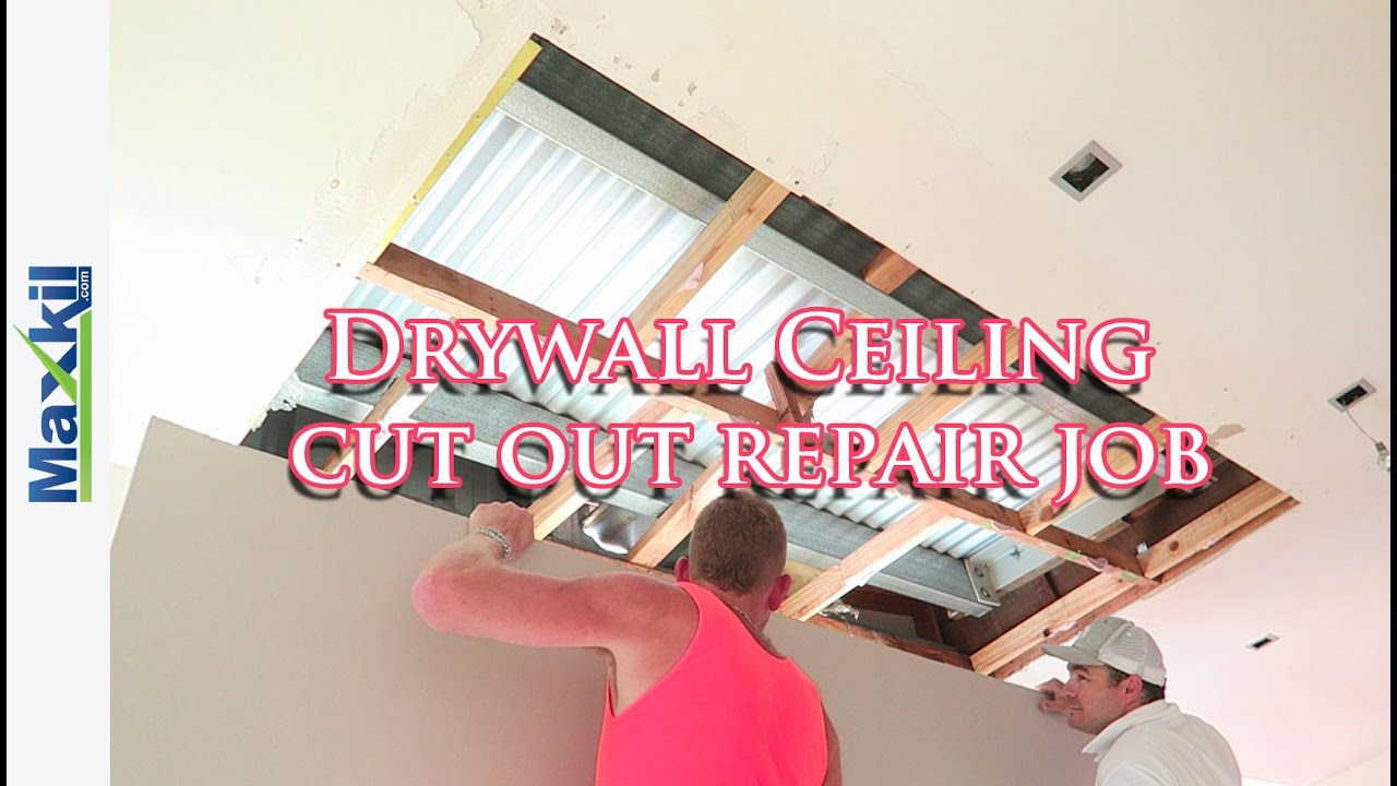 Drywall Ceiling Cut Out Repair Job Youtube