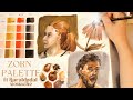 Zorn Limited Palette Portrait and Botanical Sketch in Gouache