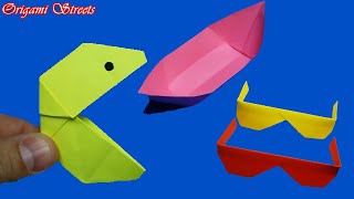 How to make a boat, a pacman, glasses out of paper by Origami Streets 1,281 views 7 months ago 11 minutes, 11 seconds