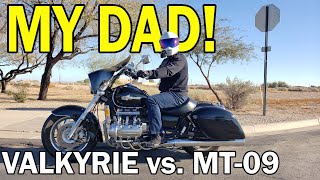 My Dad Tries The Honda Valkyrie vs. Yamaha MT09