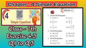 Q.1 to Q.3 | Class 7th | Exercise 4.3 | Math | Chapter 4 | Simple Equation |  New Book | PSEB|