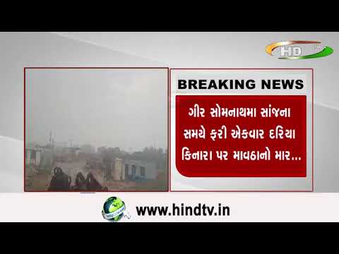 ગીર સોમનાથમા  સાંજના સમયે ફરી ઍકવાર દરિયા કિનારા પર માવઠાનો માર...