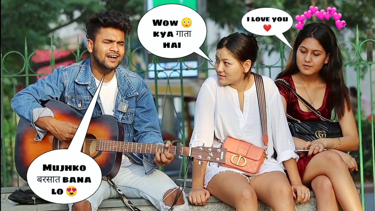 Randomly singing prank on cute girl Impressing With Bollywood Mashup Zihal E Maskin By Iklakh sainy