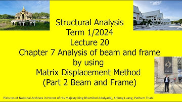 20 Ch 7 Analysis of Beam Frame by Matrix Displacement Part 2 Structural Analysis Term 1 24 Sept16 24