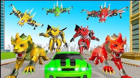 Lion Robot Car Transformation | Robot  VS Aliens Fight | Chari Games