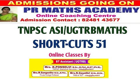 SHORT-CUTS 51/TNPSC ASI STATISTICAL SERVICES/BT ASSISTANT/UGTRBMATHS
