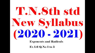 T.N. 8th Std | New Syllabus | Exponents and Radicals | Ex 1.6 Q.No 1 to 5 | Annai Academy