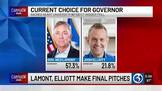 Lamont holds strong lead over Elliott heading into Tuesday’s Democratic gubernatorial primary, po...