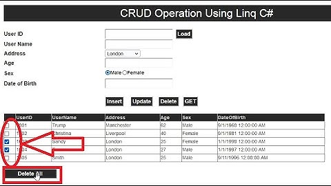 How To Delete Selected Rows from GridView in Asp.Net C# Using Linq SQL