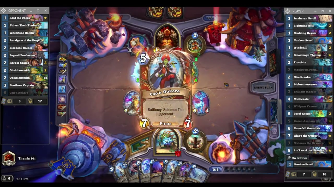 Hearthstone - Voyage to the Sunken City - Burn Shaman vs Quest Warrior