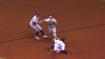 KC@TB: Escobar begins a smooth 6-4-3 double play