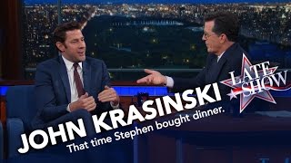 John Krasinski vs. Stephen Colbert: Who Paid for Dinner?