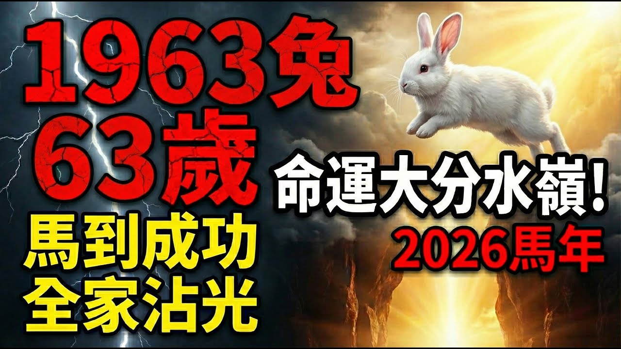 1963年屬兔人注意：2026年63歲是個「大分水嶺」！這年後你將「福運常伴」、全家沾光！#1963年屬兔 #生肖兔 #2026生肖兔運勢 #屬兔 #1963年生肖兔 #生肖兔運勢 #屬兔2026運勢