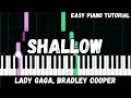 Lady gaga bradley cooper  shallow easy piano tutorial