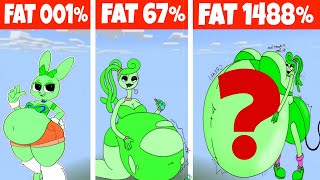 Sprunki BUT GREEN BECAME FATTER | minecraft pixel art | 001% vs 67% vs 1488%