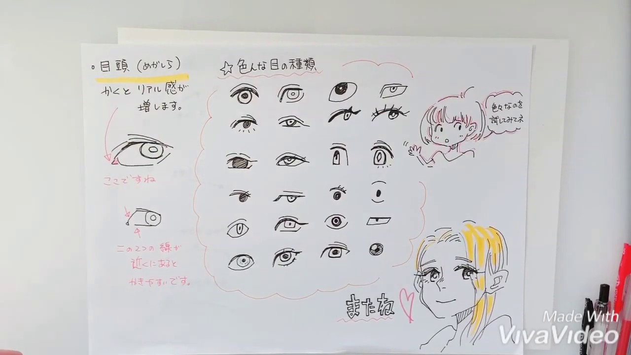 イラスト講座 目のライン まとめ かわいい絵の描き方 Youtube