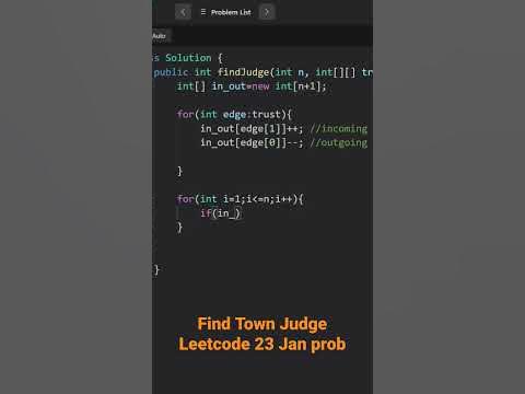 Leetcode 23 Jan #arrays #judge #leetcode #town #graph - YouTube
