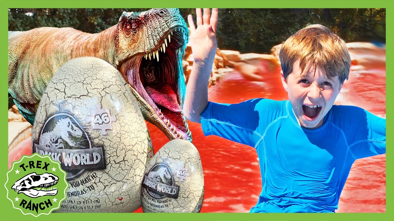 ⁣The Pool is Lava! Watch Out! Jurassic Dinosaur toy Adventure by T-Rex Ranch