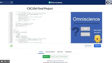 CSC106 Final Project   Computer programming   Khan Academy Code Explanation