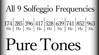 All 9 Solfeggio Frequencies / Pure Tones