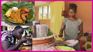 The ULTIMATE 'GOB3' joint in Accra! the most popular street food in Ghana. Beans and ripe plantain