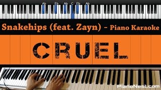 Video thumbnail of "Snakehips - Cruel (feat. Zayn) - Piano Karaoke / Sing Along / Cover with Lyrics"