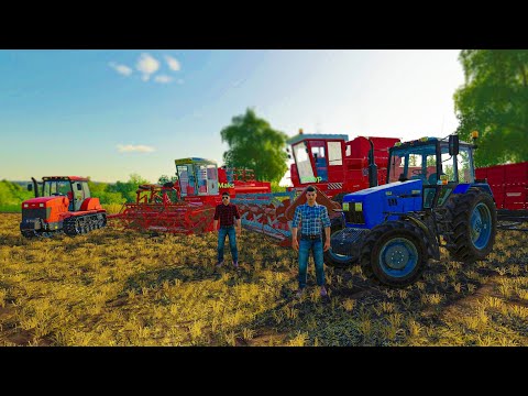 Видео: УБОРКА ПШЕНИЦЫ НА ДВУХ КОМБАЙНАХ И СРАЗУ КУЛЬТИВАЦИЯ!FARMING SIMULATOR-19