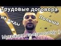 Работа в Польше. Виды трудовых договоров.