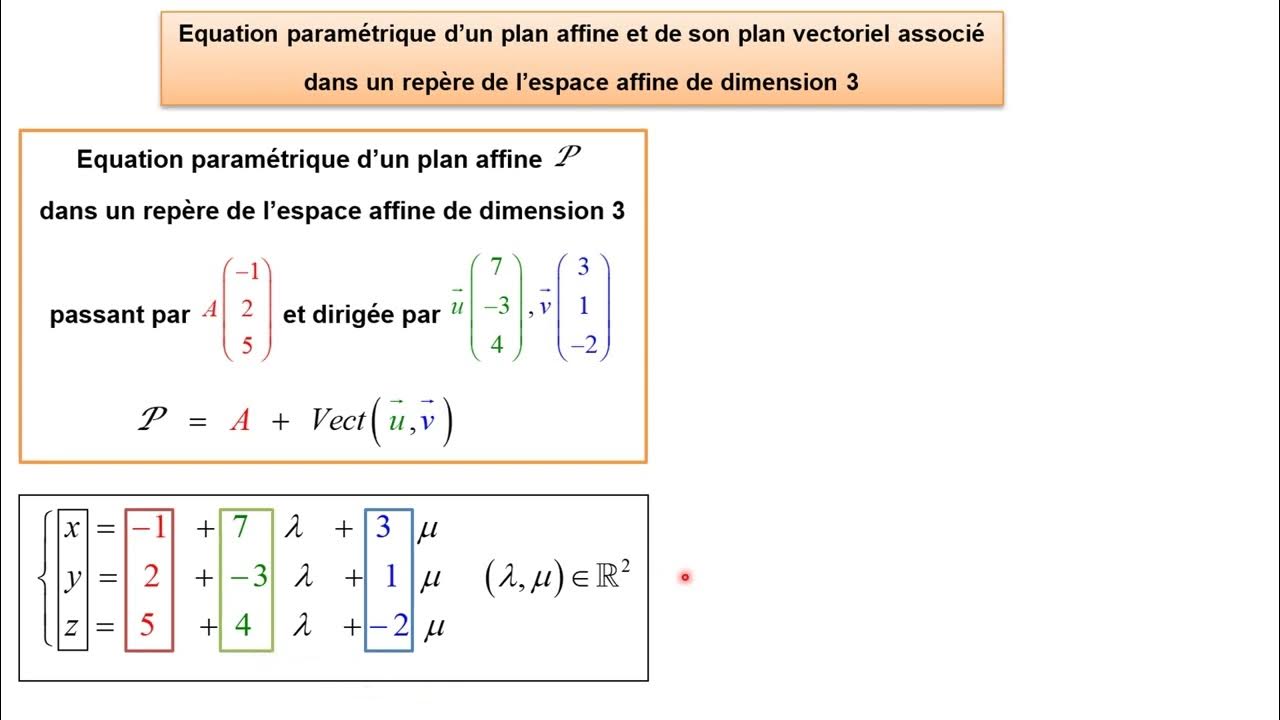 Equation param trique d un plan affine dans un rep re de l espace youtube