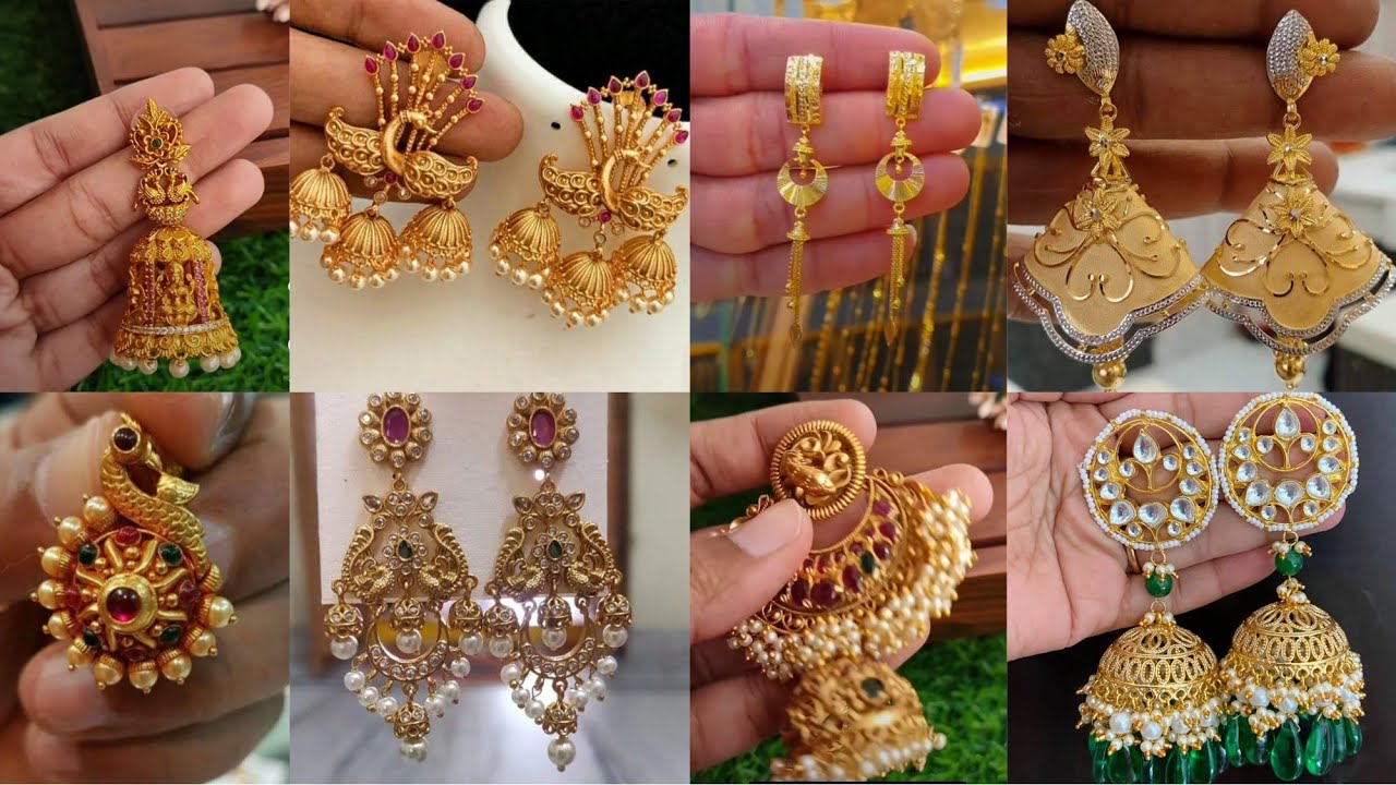 latest model gold earrings designs||earrings collection|| Jumaka model ...
