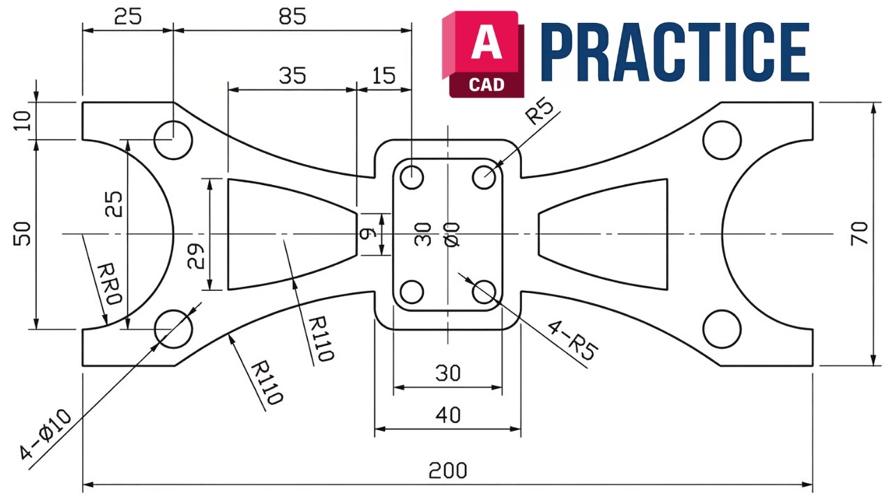 AutoCAD 2D Drawing Practice I Step by Step Tutorial for Beginners - YouTube