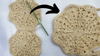 Crochet Motif Combination | Practical Motif Combining Method with Herringbone Method