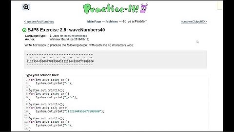 Java Practice It || 2.9 waveNumbers40 || nested for loops