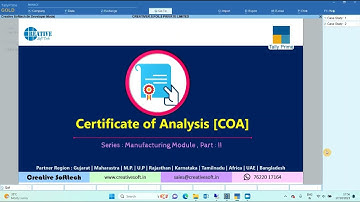 Certificate of Analysis [COA] in TallyPrime | E2 | Manufacturing Module Series | Creative Softtech