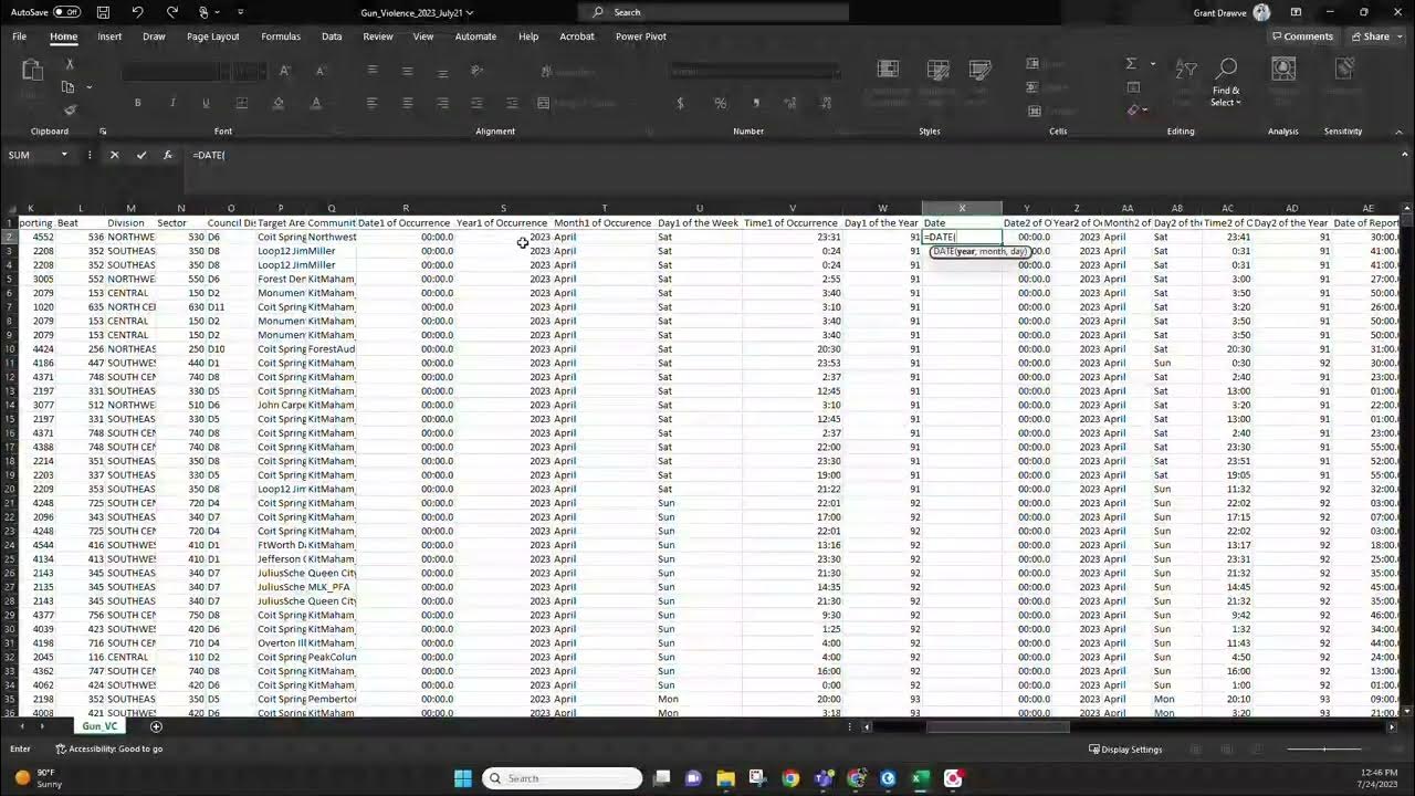 Excel date creation from day of year number youtube
