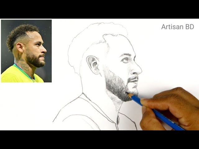 Neymar face drawing | Neymar Júnior drawing | How to draw Neymar step by  step | Face drawing, Portrait drawing, Neymar jr