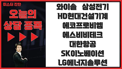 와이솔/삼성전기/HD현대건설기계/에코프로비엠/에스비비테크/대한항공/SK이노베이션/LG에너지솔루션_종목상담 [이종복 전문가_미스터 진단 1부]