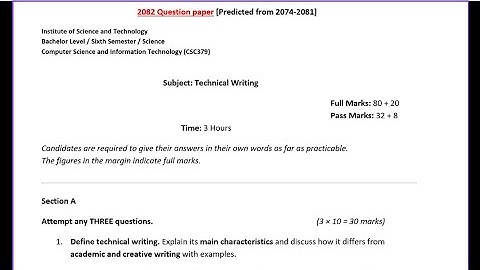TU BSc CSIT Technical Writing 2082 | Predicted Question Paper From 2074-2081 [Mostly repeated]