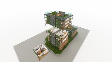 Timelapse of a building with sections for presentation purposes in Revit and Lumion.