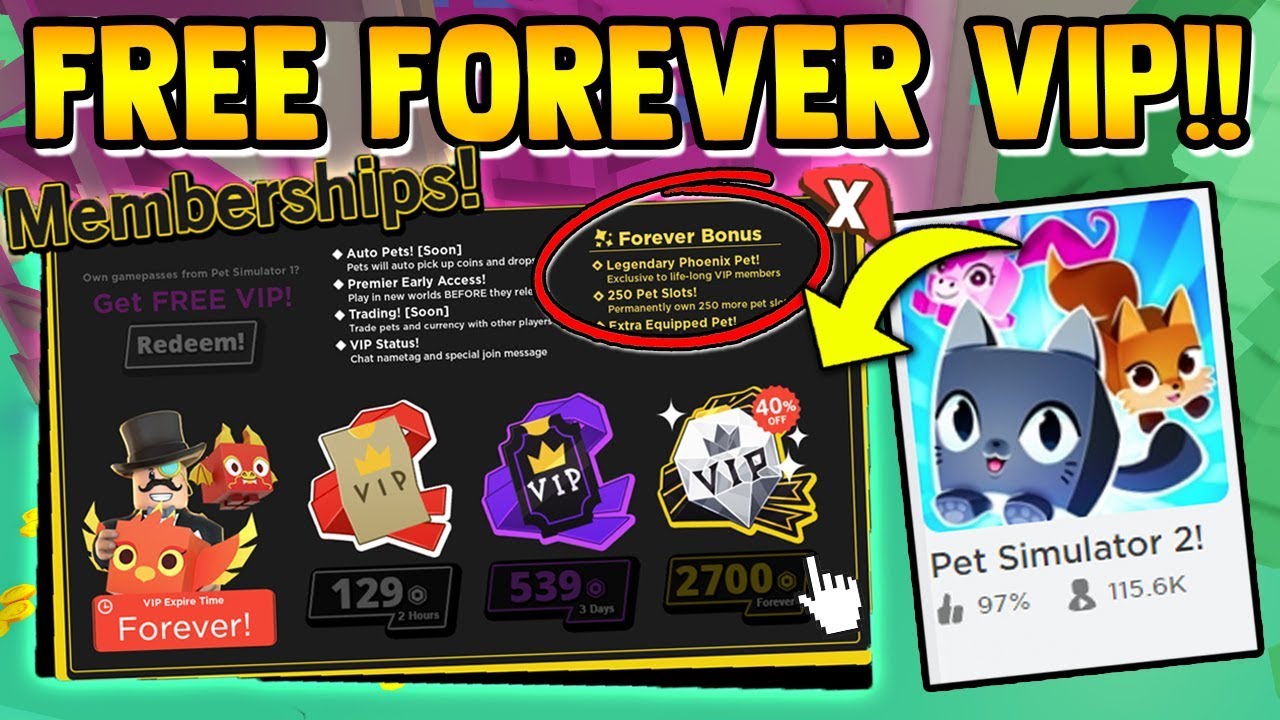 How To Get Free Vip Bonus Forever Pet Simulator 2 Roblox